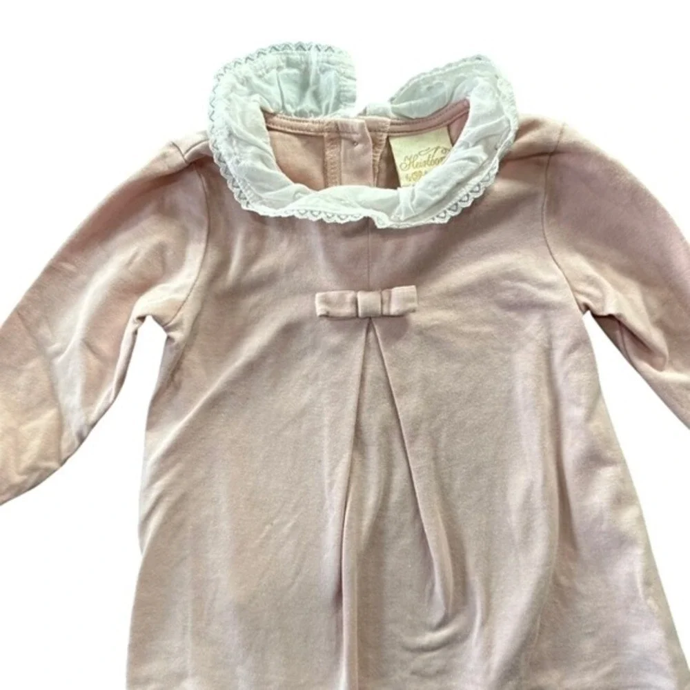 Heirlooms by Polly Flinders Pink Peter Pan Collar Lace‎ Tunic Dress 6-9M